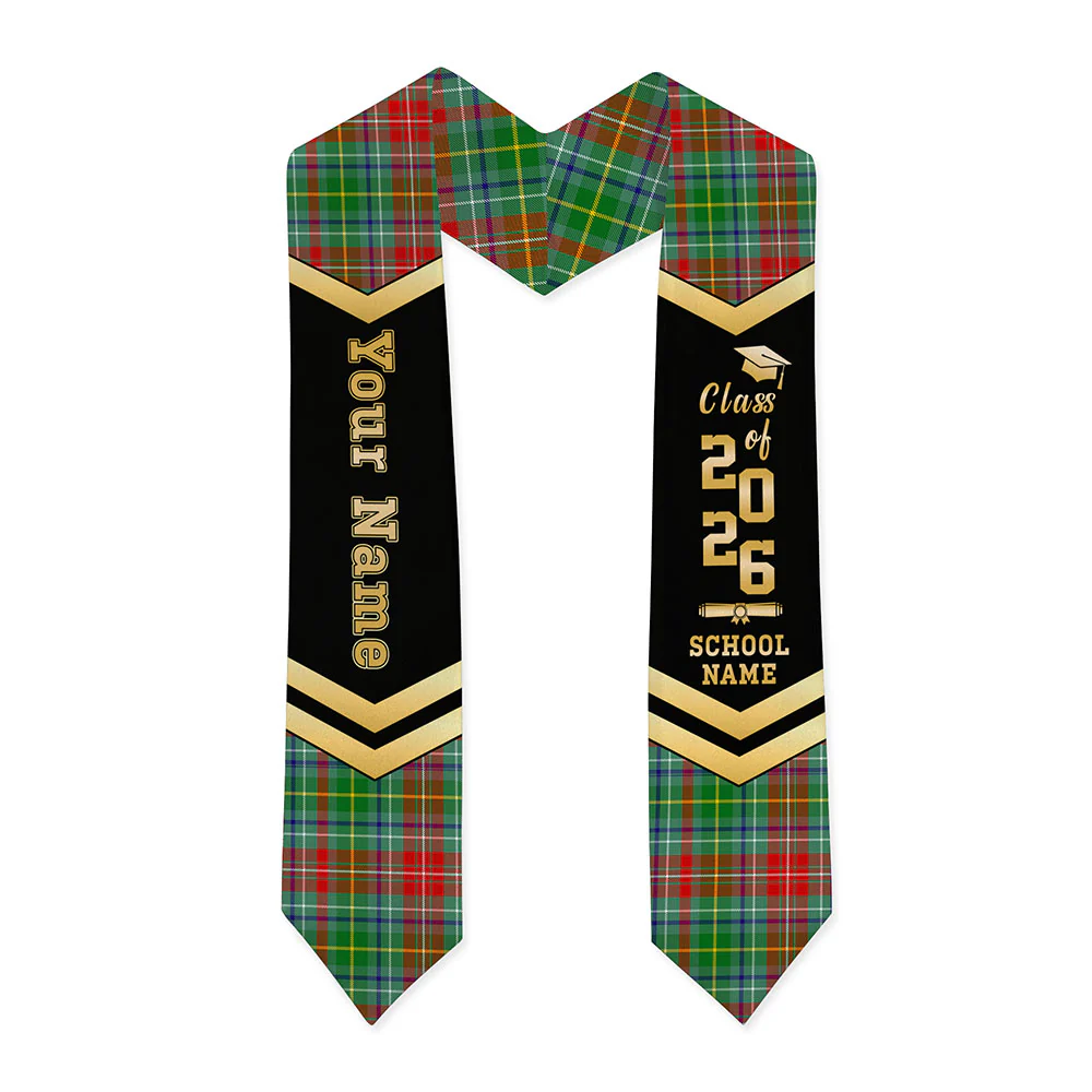 Scottish Muirhead Clan Badge Tartan Graduation Stole Black Gold Honor - Image 3