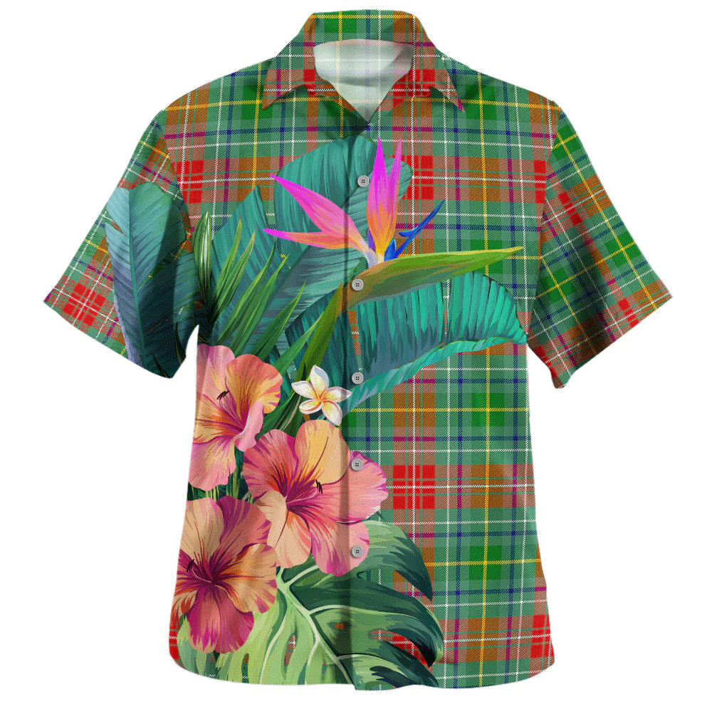 Scottish Muirhead Clan Badge Tartan Hawaiian Shirt Bouquet Tropical Style - Image 2