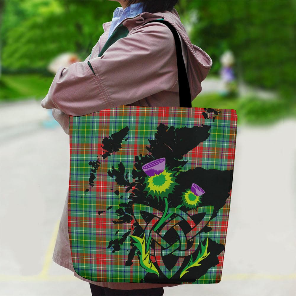 Scottish Muirhead Tartan Canvas Bag With Shoulder Strap With Thistle - Image 2