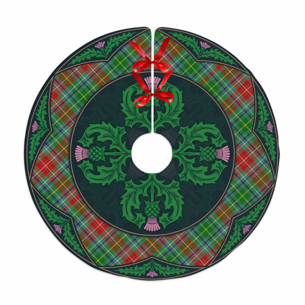 Scottish Muirhead Tartan Christmas Tree Skirt Old Scottish Thistle Flower