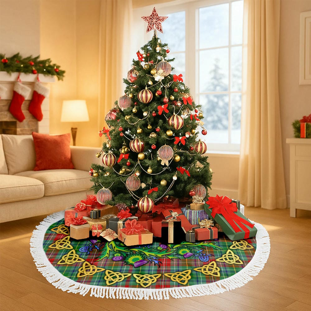 Scottish Muirhead Tartan Thistle Celtic Knot Christmas Tree Skirt - Image 6