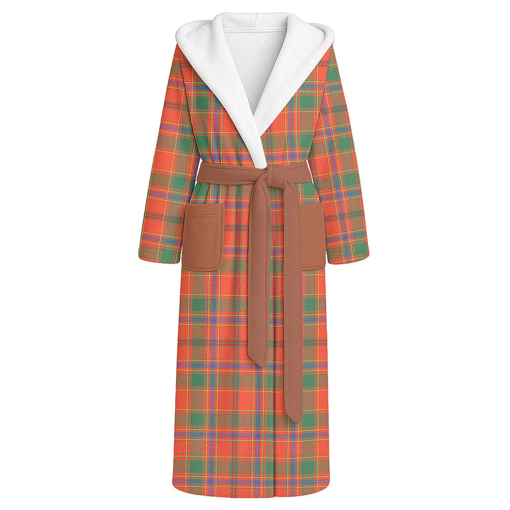 Scottish Munro Ancient Clan Badge Tartan Flannel Hooded Bathrobe