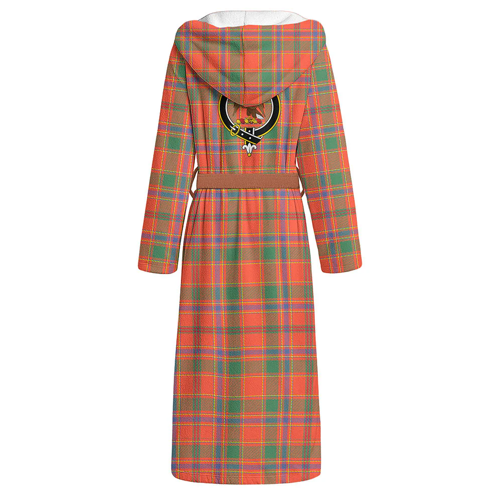 Scottish Munro Ancient Clan Badge Tartan Flannel Hooded Bathrobe - Image 3