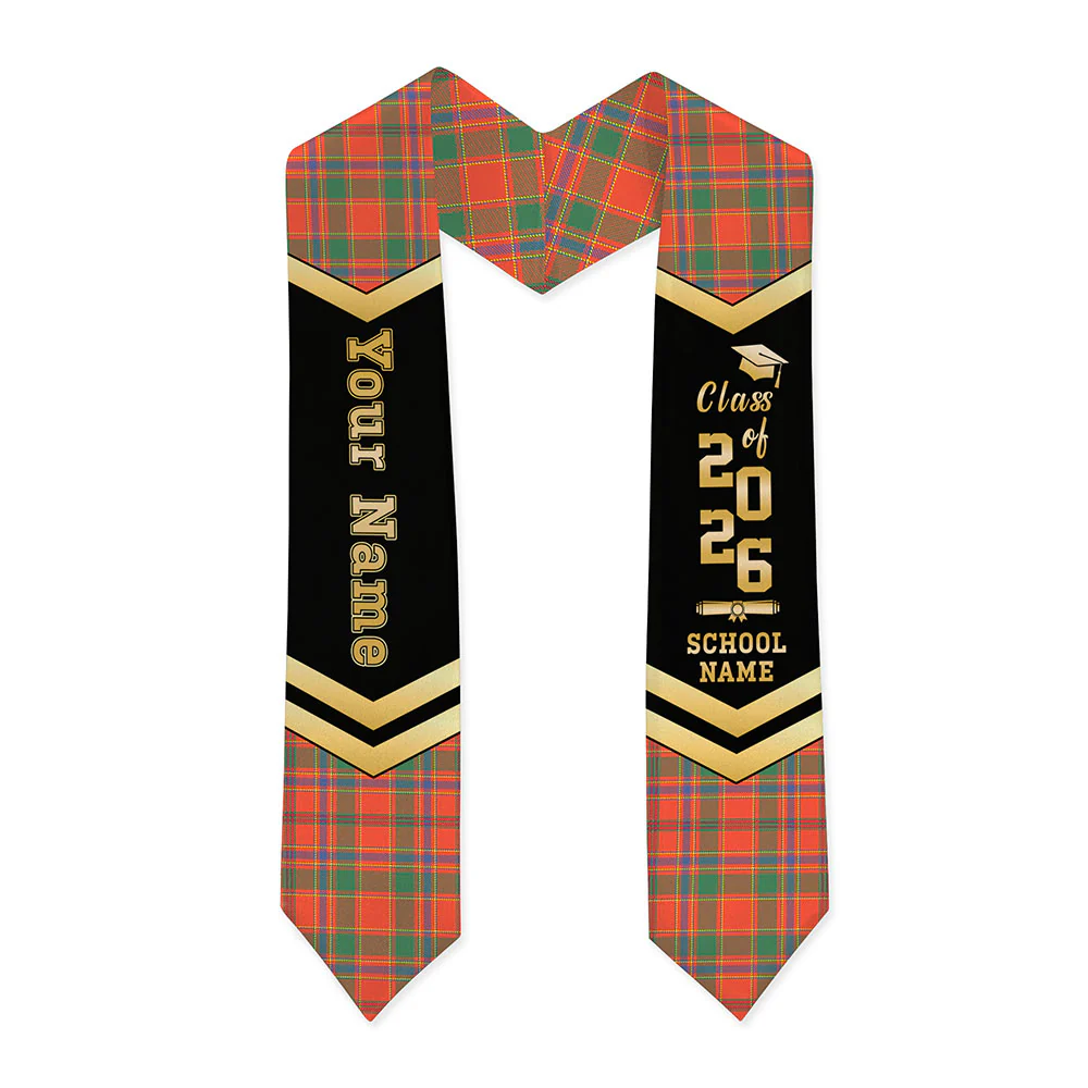 Scottish Munro Ancient Clan Badge Tartan Graduation Stole Black Gold Honor - Image 3