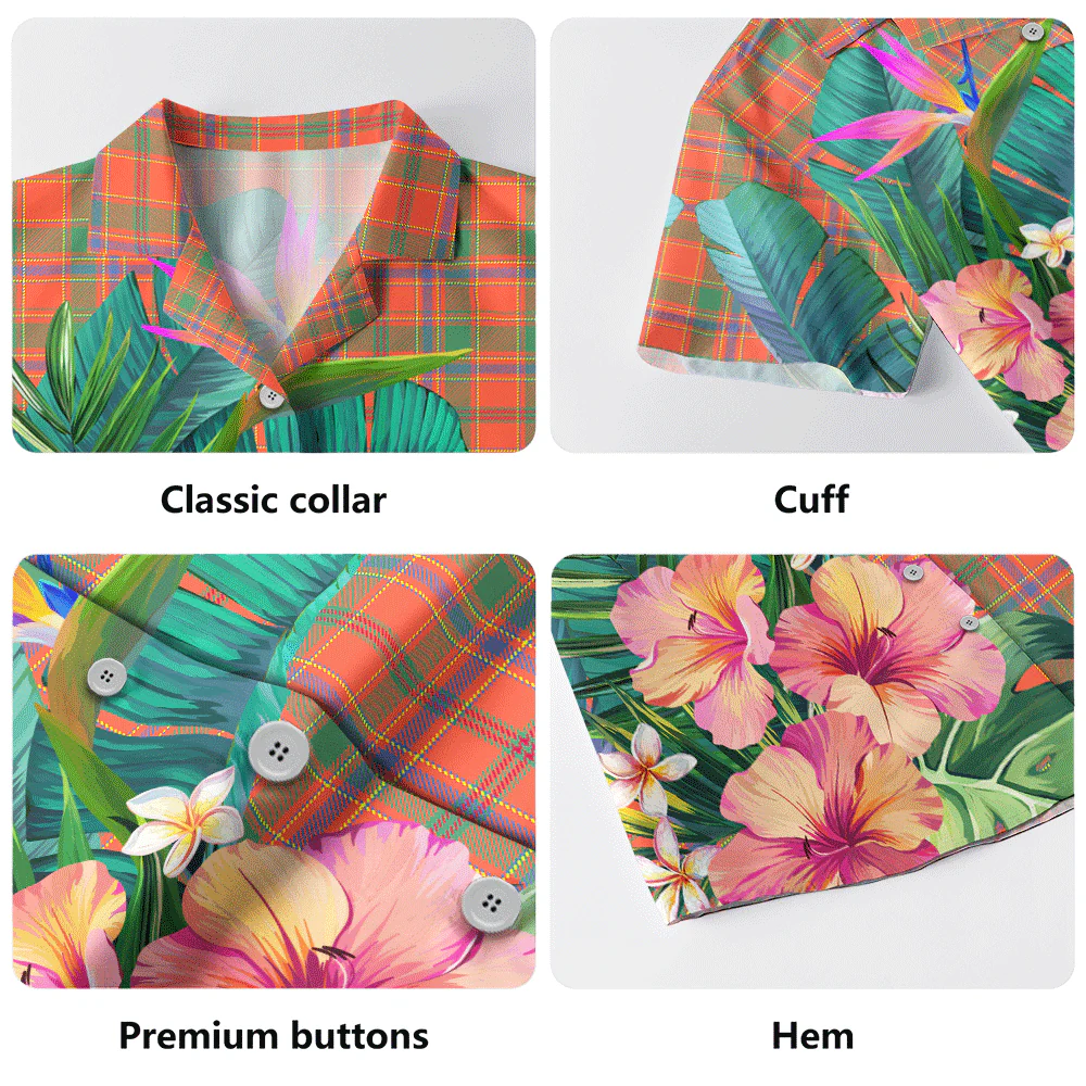 Scottish Munro Ancient Clan Badge Tartan Hawaiian Shirt Bouquet Tropical Style - Image 5