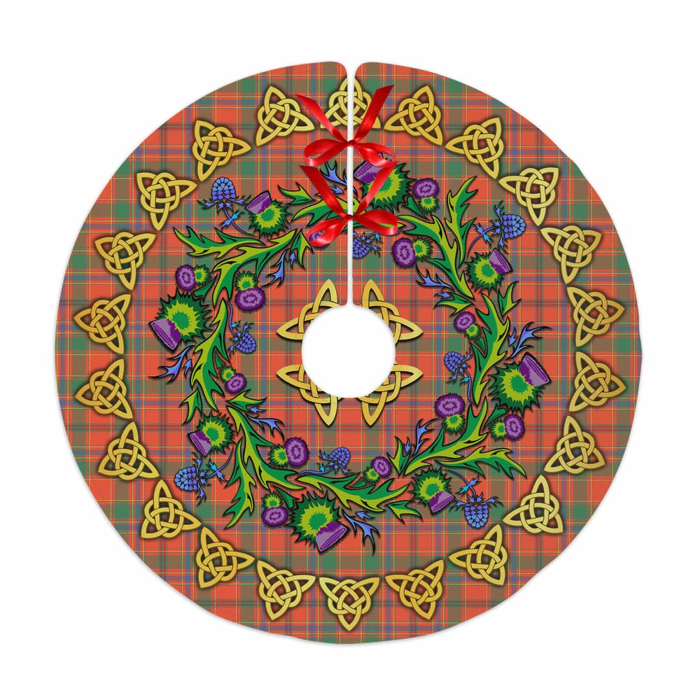 Scottish Munro Ancient Tartan Thistle Celtic Knot Christmas Tree Skirt