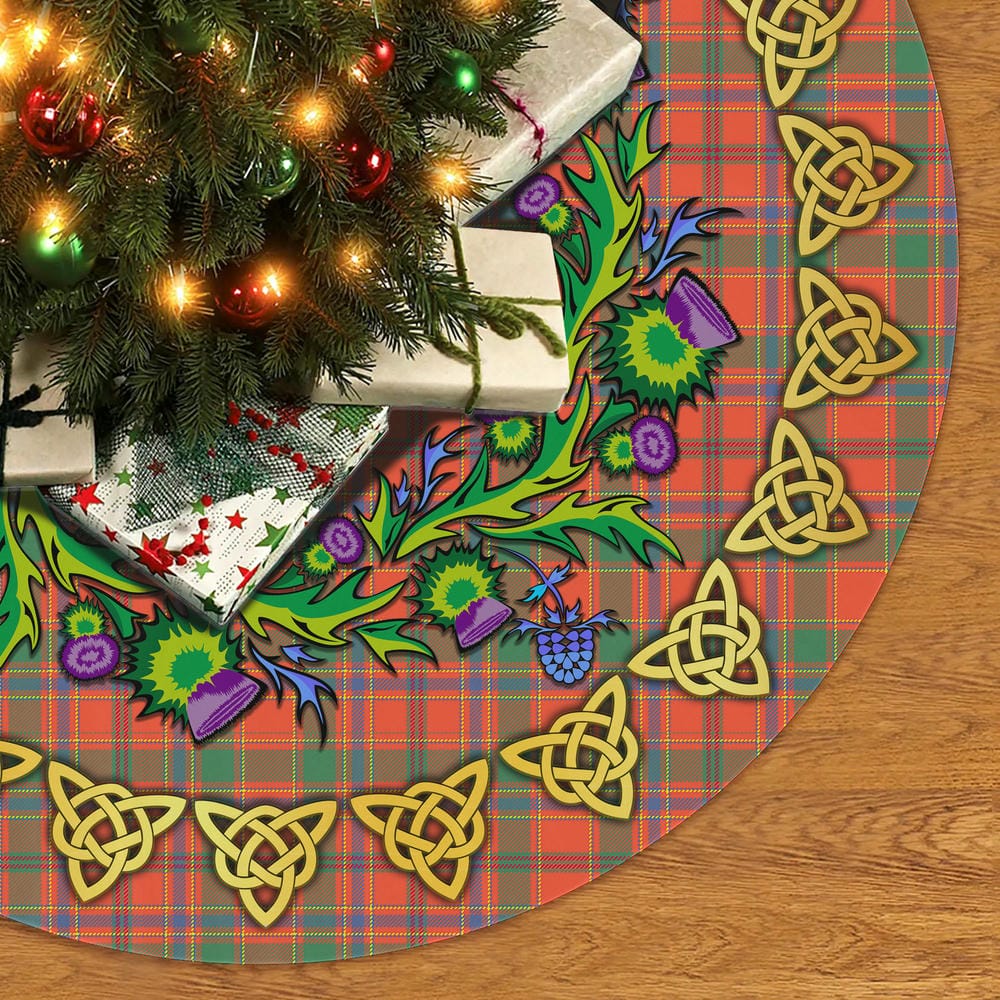 Scottish Munro Ancient Tartan Thistle Celtic Knot Christmas Tree Skirt - Image 2