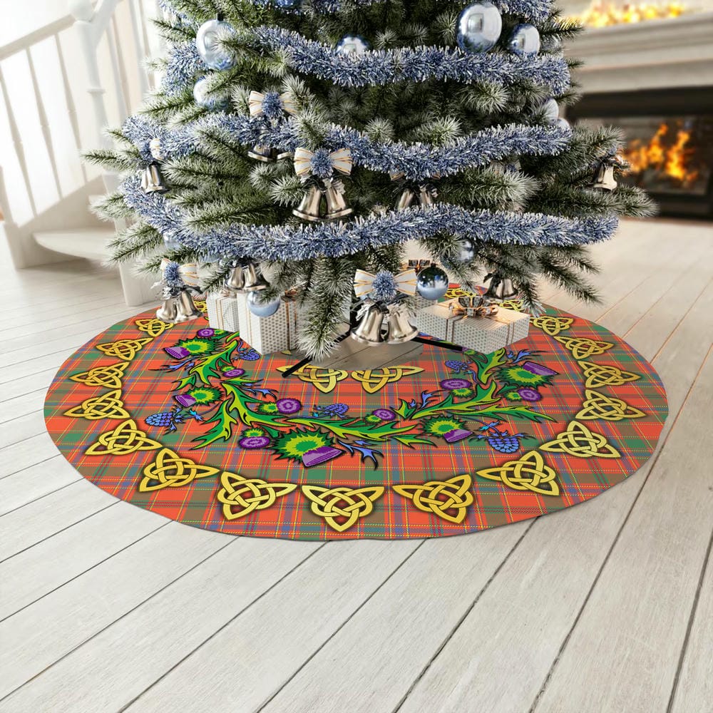 Scottish Munro Ancient Tartan Thistle Celtic Knot Christmas Tree Skirt - Image 3