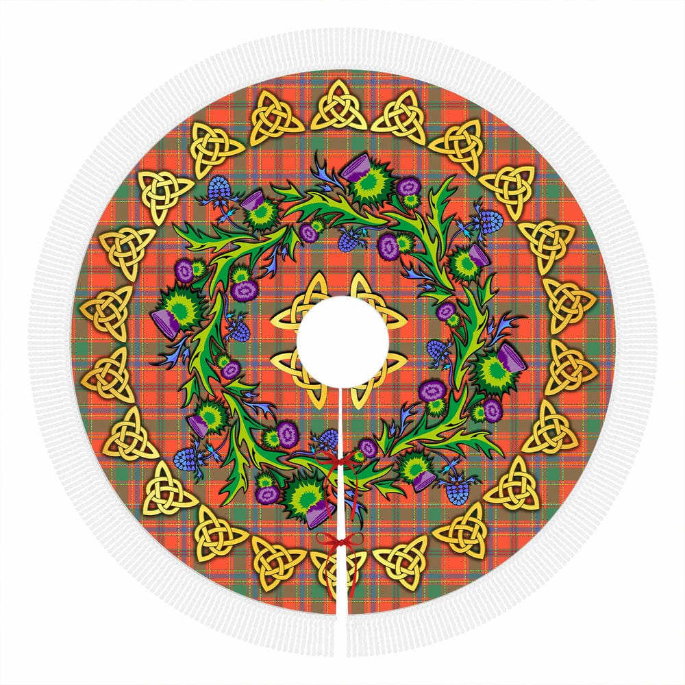 Scottish Munro Ancient Tartan Thistle Celtic Knot Christmas Tree Skirt - Image 4