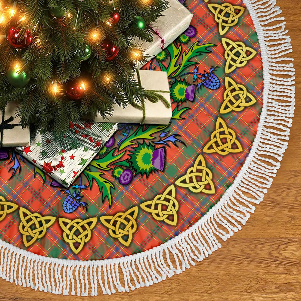 Scottish Munro Ancient Tartan Thistle Celtic Knot Christmas Tree Skirt - Image 5