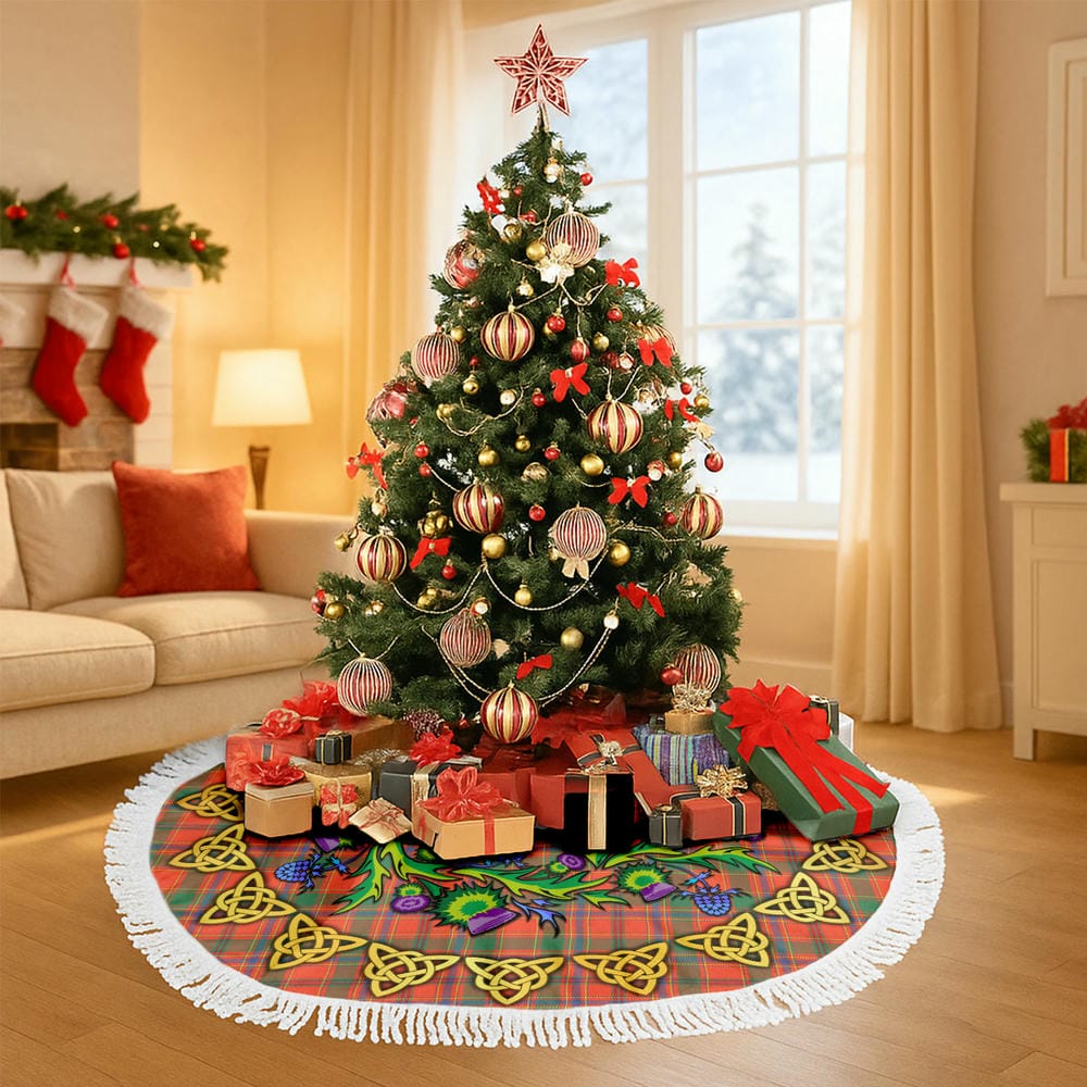 Scottish Munro Ancient Tartan Thistle Celtic Knot Christmas Tree Skirt - Image 6