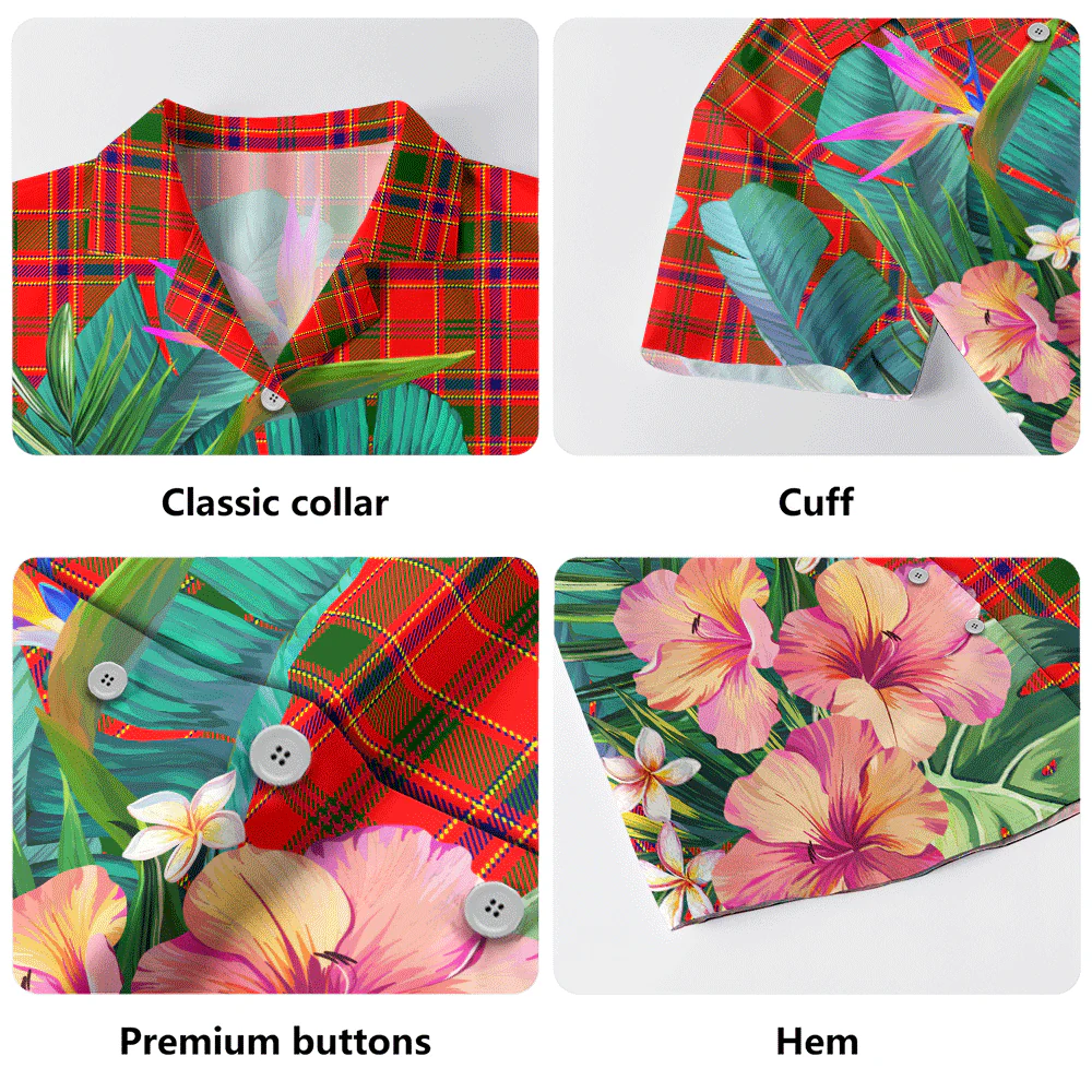 Scottish Munro Modern Clan Badge Tartan Hawaiian Shirt Bouquet Tropical Style - Image 5