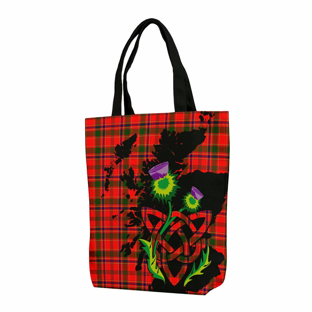 Scottish Munro Modern Tartan Canvas Bag With Shoulder Strap With Thistle