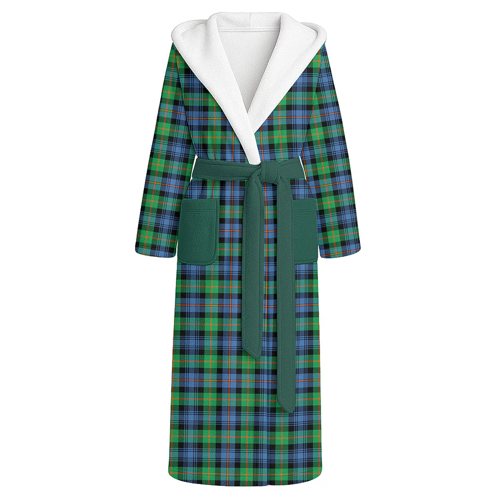 Scottish Murray of Atholl Ancient Clan Badge Tartan Flannel Hooded Bathrobe