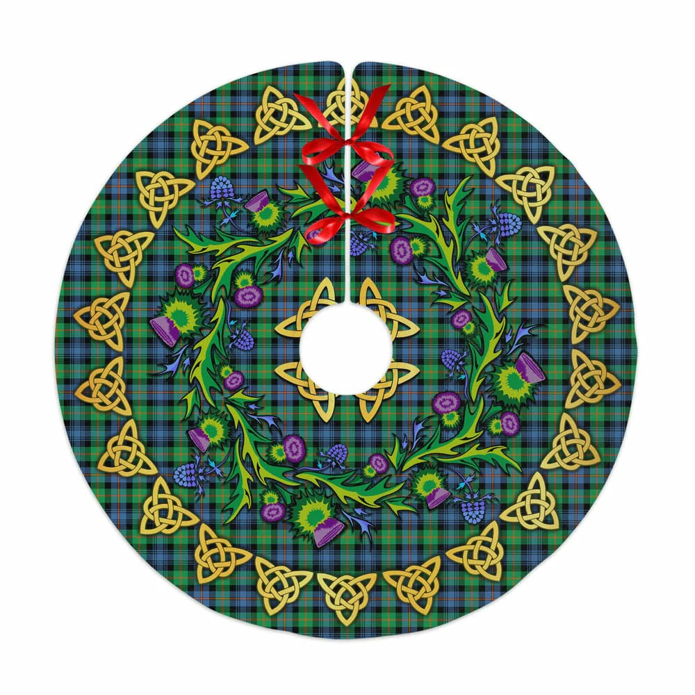 Scottish Murray of Atholl Ancient Tartan Thistle Celtic Knot Christmas Tree Skirt