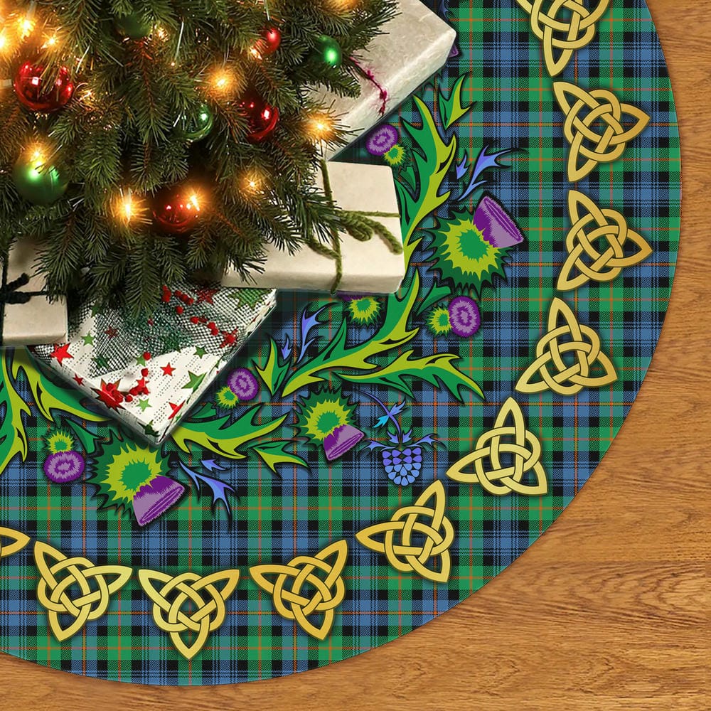 Scottish Murray of Atholl Ancient Tartan Thistle Celtic Knot Christmas Tree Skirt - Image 2