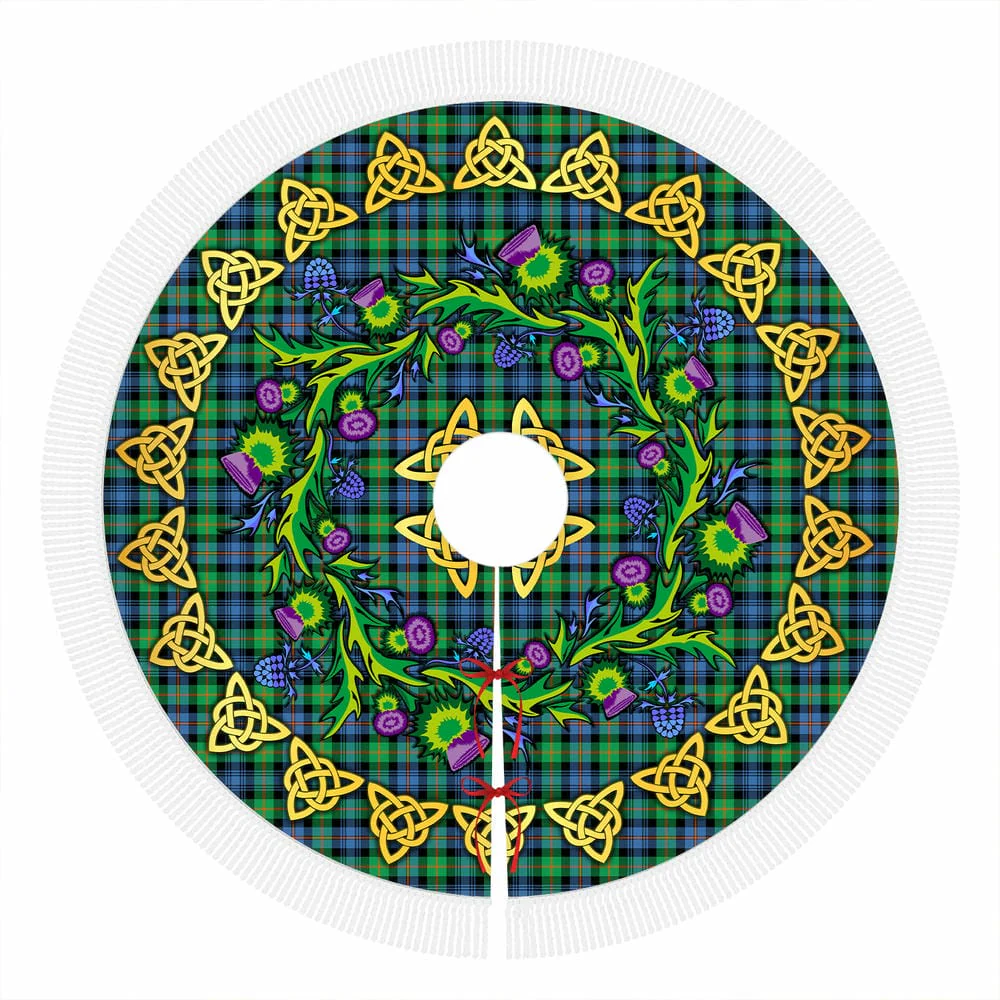 Scottish Murray of Atholl Ancient Tartan Thistle Celtic Knot Christmas Tree Skirt - Image 4