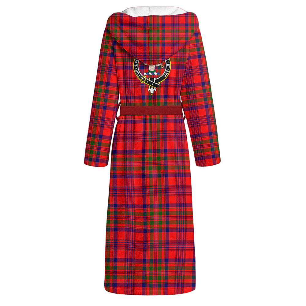 Scottish Murray of Tulloch Modern Clan Badge Tartan Flannel Hooded Bathrobe - Image 3