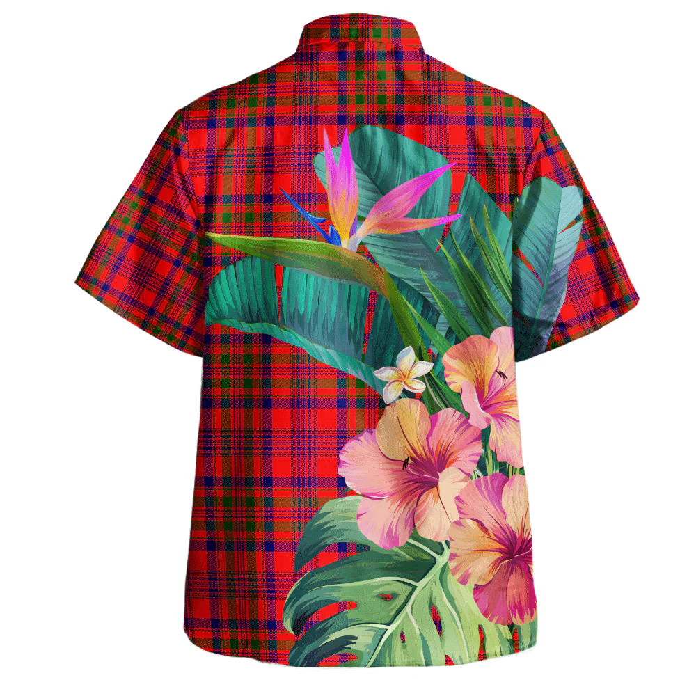 Scottish Murray of Tulloch Modern Clan Badge Tartan Hawaiian Shirt Bouquet Tropical Style - Image 4