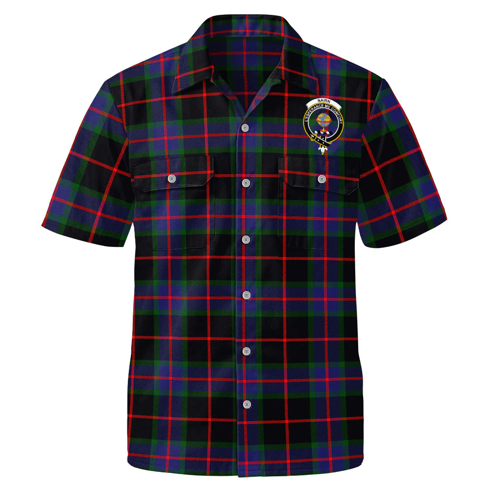 Scottish Nairn Clan Badge Tartan Short Sleeve Work Shirt - Image 2