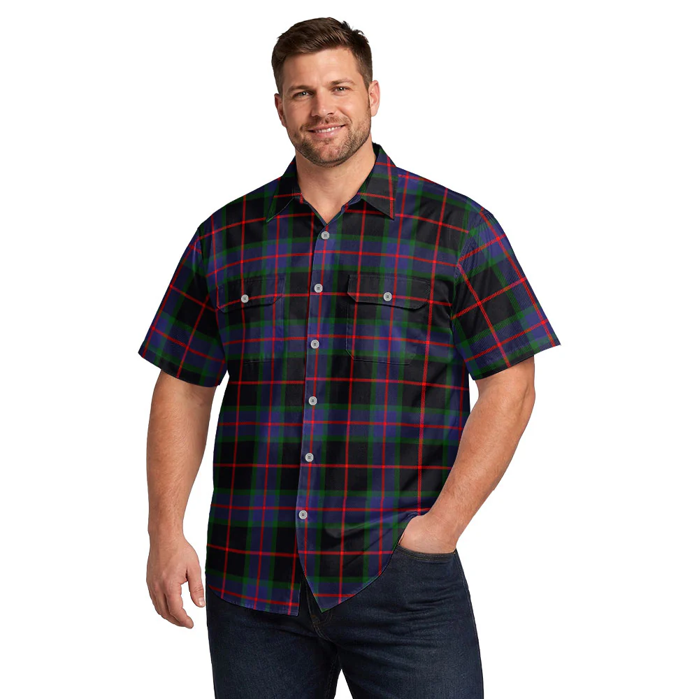 Scottish Nairn Clan Badge Tartan Short Sleeve Work Shirt - Image 4