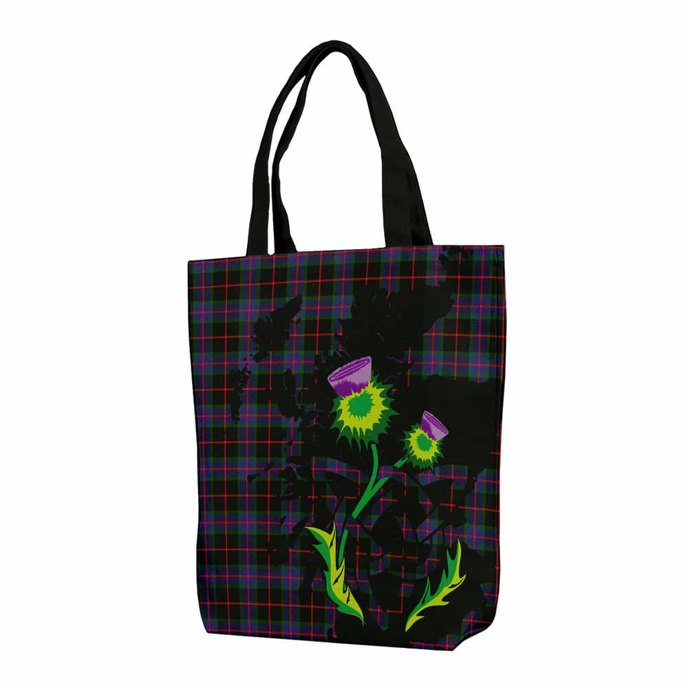 Scottish Nairn Tartan Canvas Bag With Shoulder Strap With Thistle