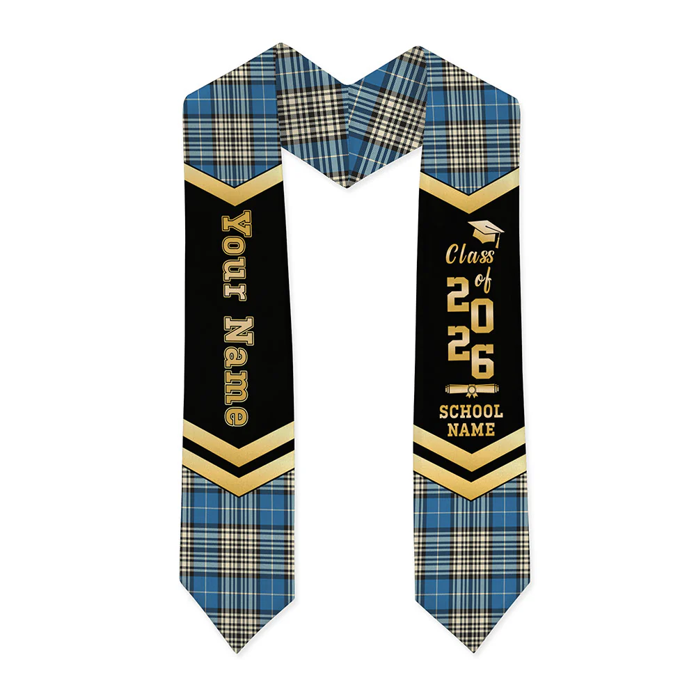 Scottish Napier Ancient Clan Badge Tartan Graduation Stole Black Gold Honor - Image 3