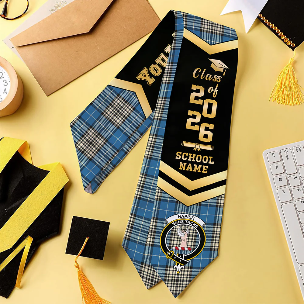 Scottish Napier Ancient Clan Badge Tartan Graduation Stole Black Gold Honor - Image 4