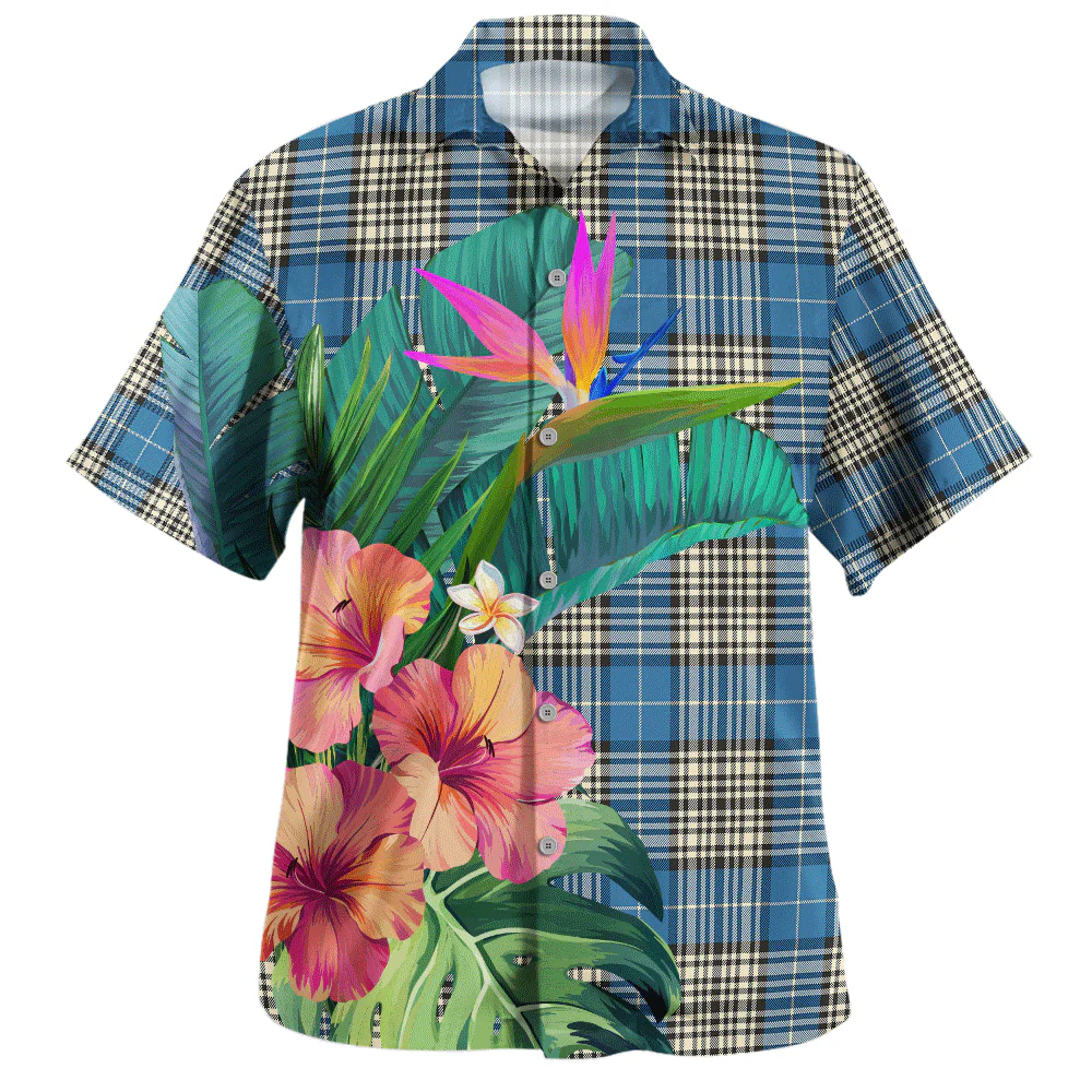 Scottish Napier Ancient Clan Badge Tartan Hawaiian Shirt Bouquet Tropical Style - Image 2