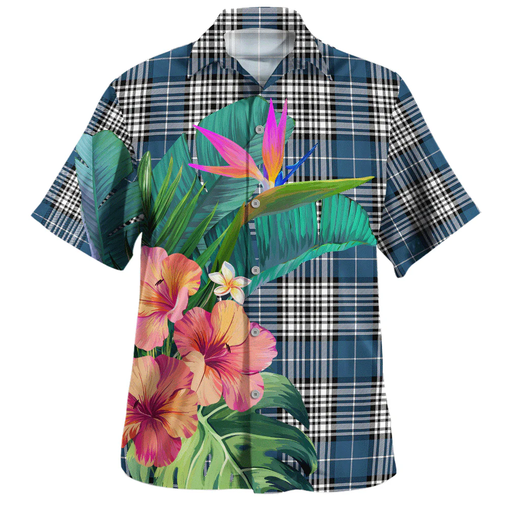 Scottish Napier Modern Clan Badge Tartan Hawaiian Shirt Bouquet Tropical Style - Image 2