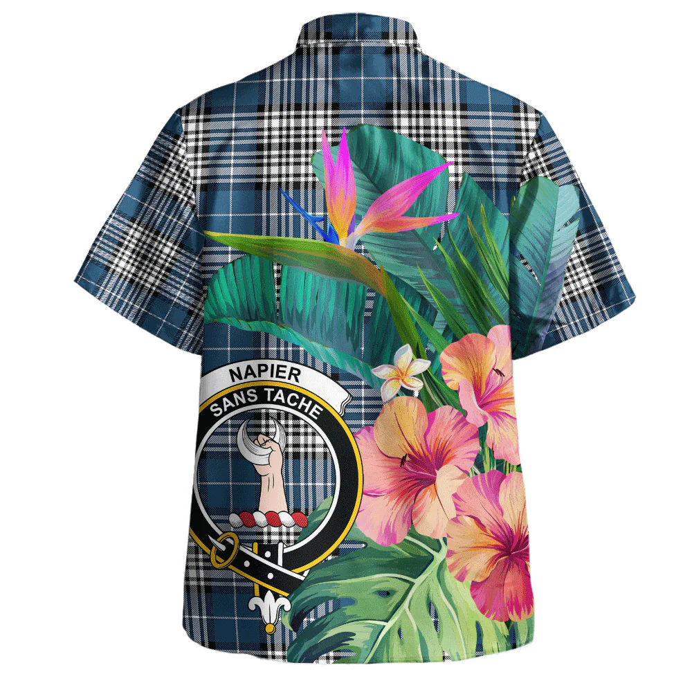 Scottish Napier Modern Clan Badge Tartan Hawaiian Shirt Bouquet Tropical Style - Image 3