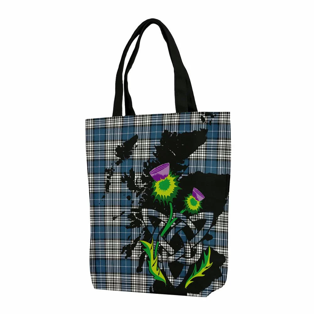 Scottish Napier Modern Tartan Canvas Bag With Shoulder Strap With Thistle