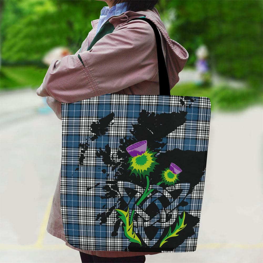 Scottish Napier Modern Tartan Canvas Bag With Shoulder Strap With Thistle - Image 2