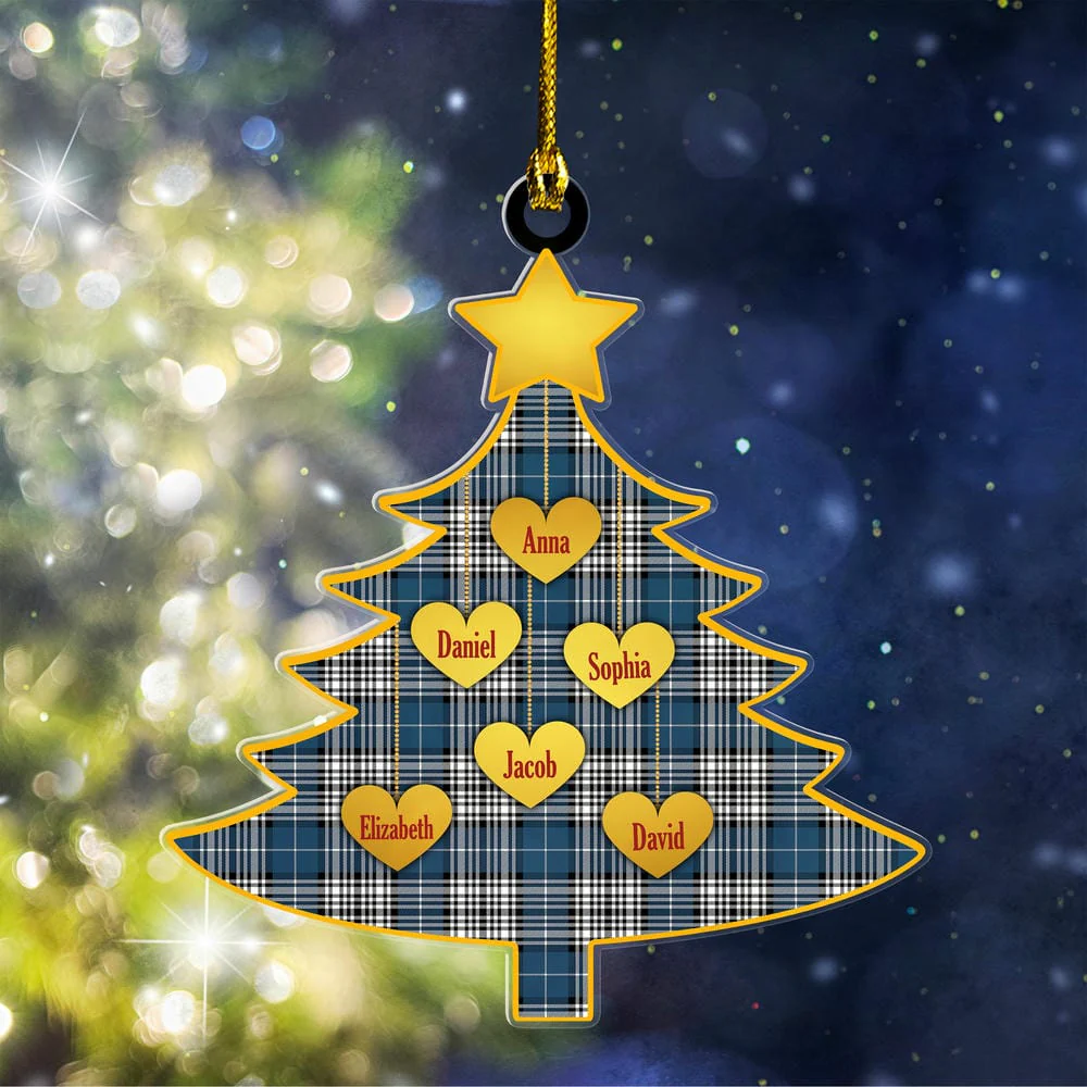 Scottish Napier Modern Tartan Ornament Custom Family Christmas Tree
