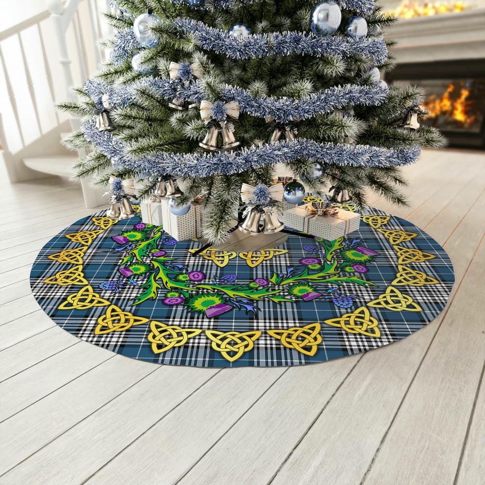 Scottish Napier Modern Tartan Thistle Celtic Knot Christmas Tree Skirt - Image 3