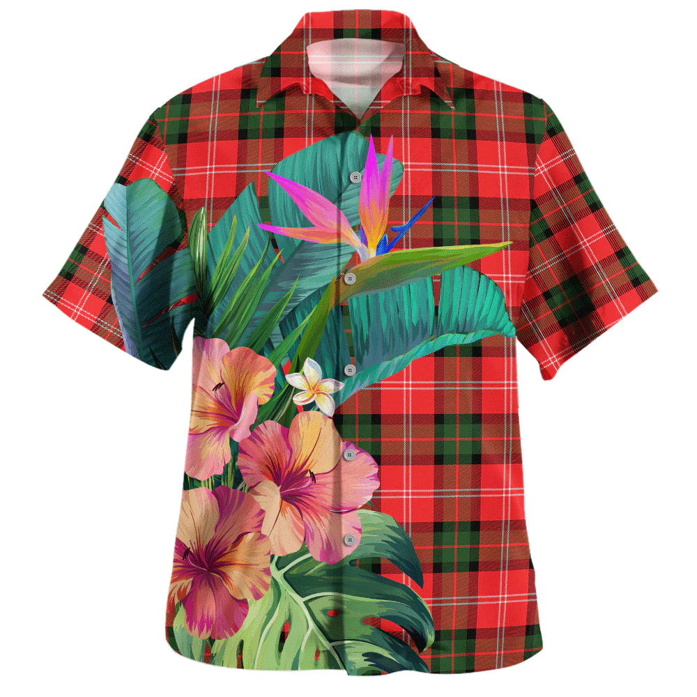 Scottish Nesbitt Modern Clan Badge Tartan Hawaiian Shirt Bouquet Tropical Style - Image 2