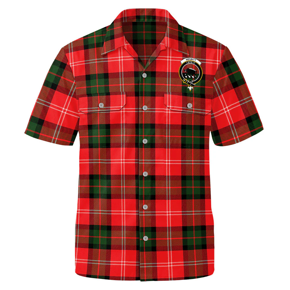 Scottish Nesbitt Modern Clan Badge Tartan Short Sleeve Work Shirt - Image 2