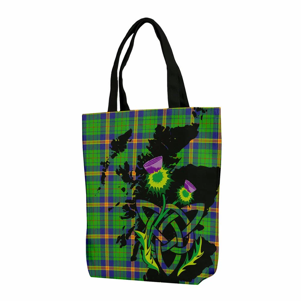 Scottish New Mexico Tartan Canvas Bag With Shoulder Strap With Thistle