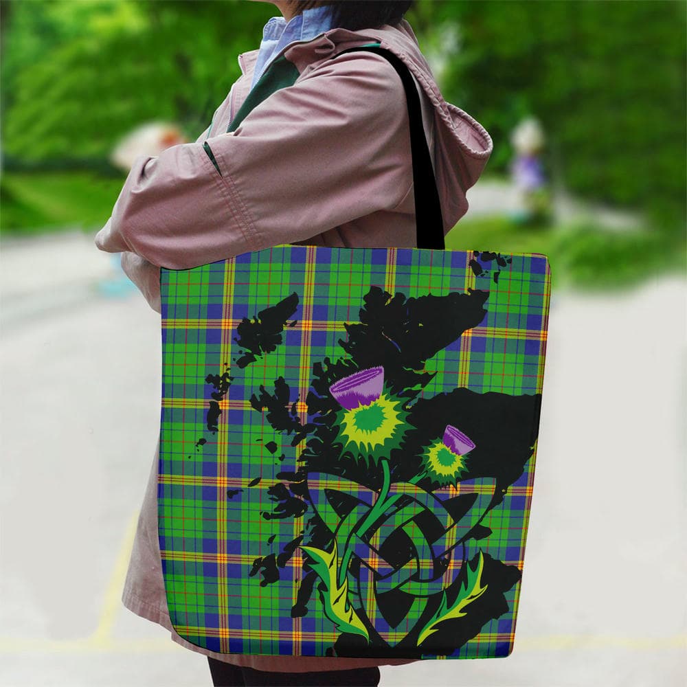 Scottish New Mexico Tartan Canvas Bag With Shoulder Strap With Thistle - Image 2