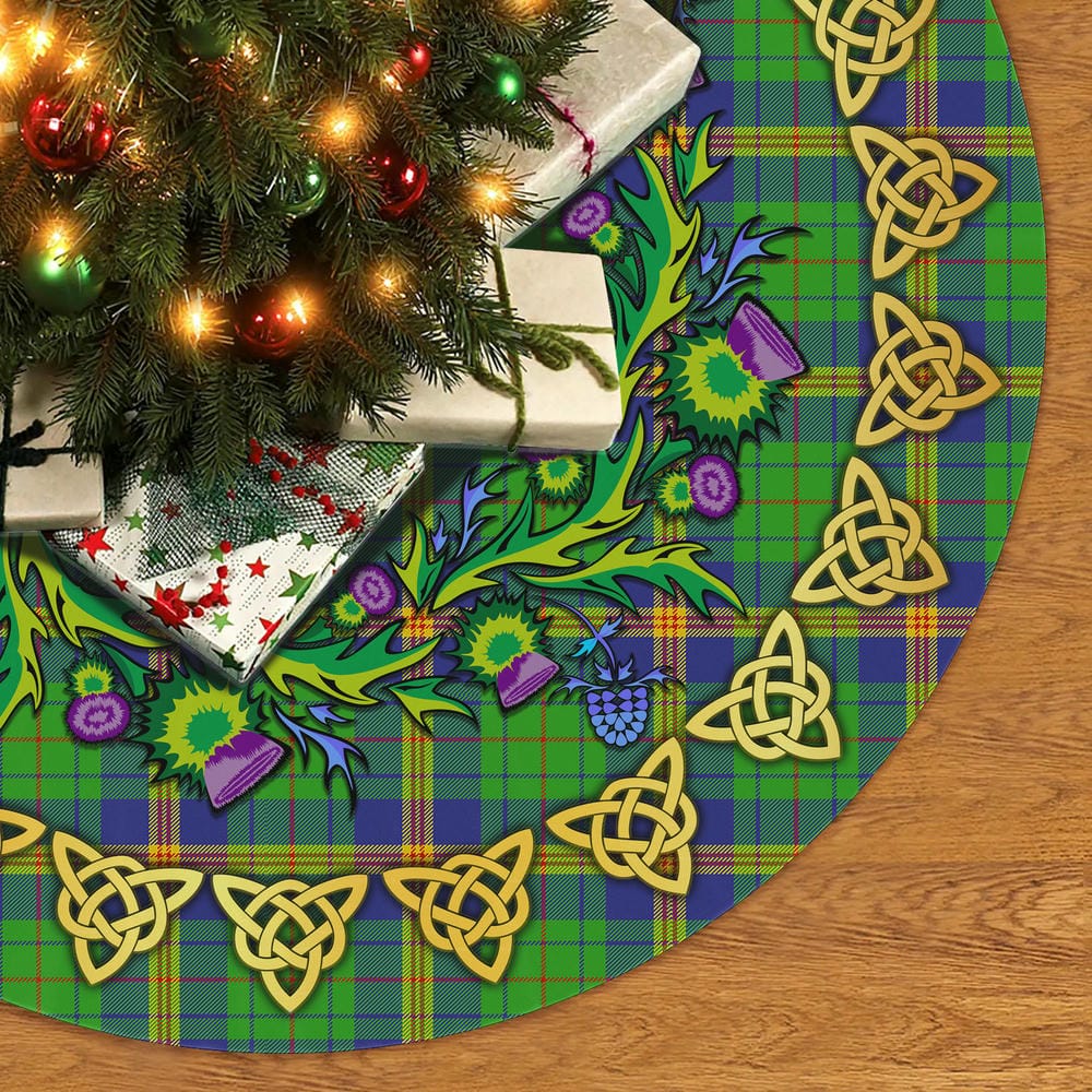 Scottish New Mexico Tartan Thistle Celtic Knot Christmas Tree Skirt - Image 2