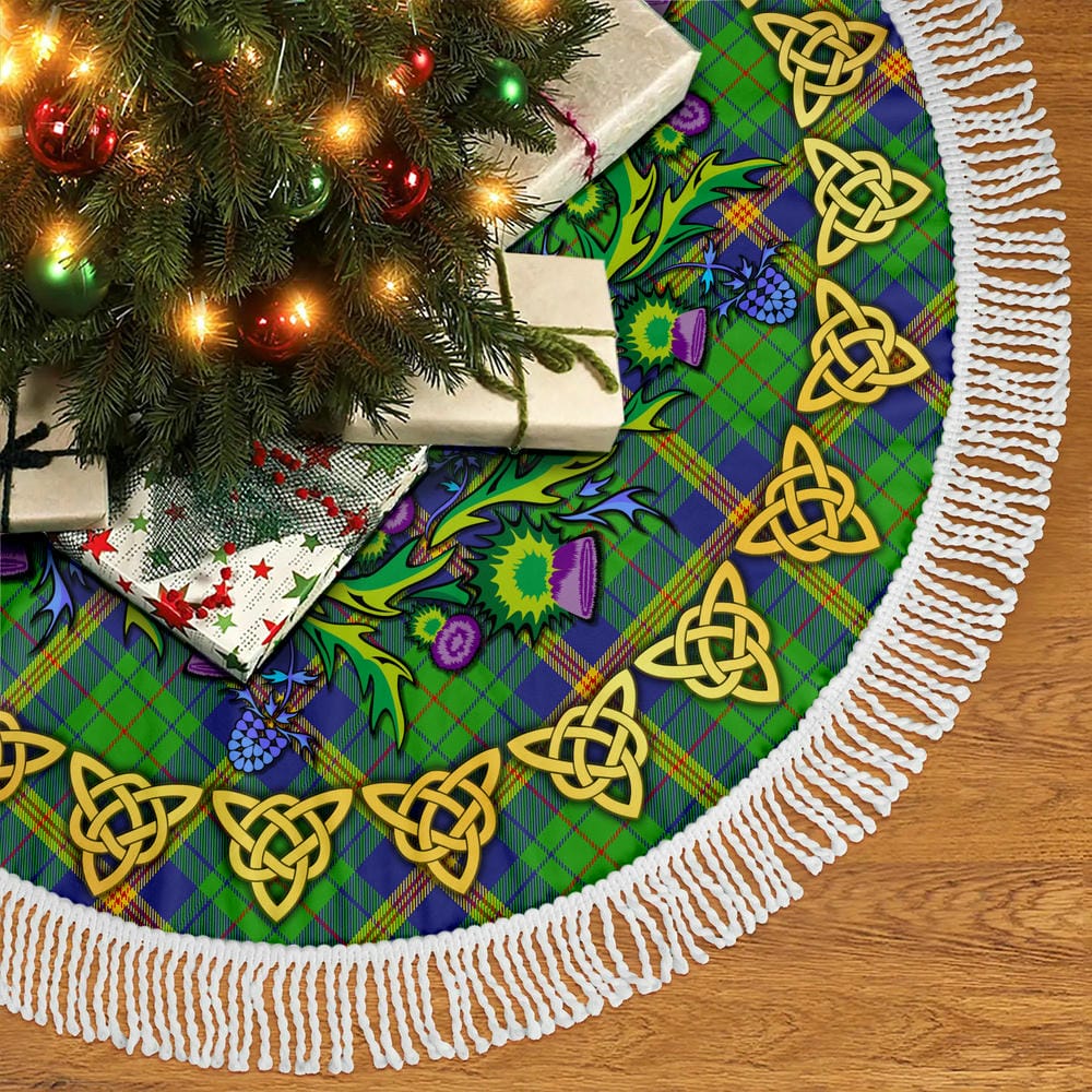 Scottish New Mexico Tartan Thistle Celtic Knot Christmas Tree Skirt - Image 5