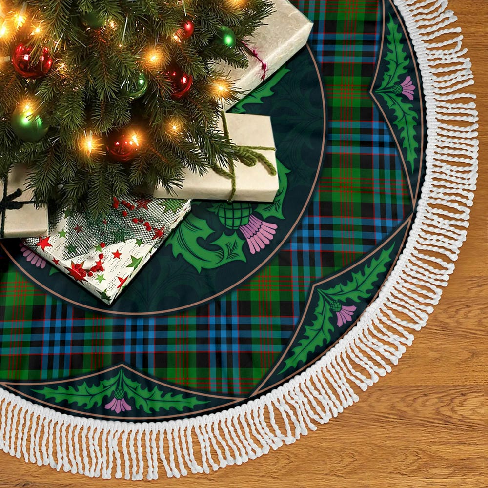 Scottish Newlands of Lauriston Tartan Christmas Tree Skirt Old Scottish Thistle Flower - Image 5