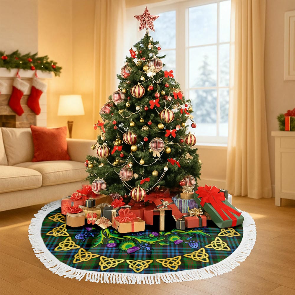 Scottish Newlands of Lauriston Tartan Thistle Celtic Knot Christmas Tree Skirt - Image 6