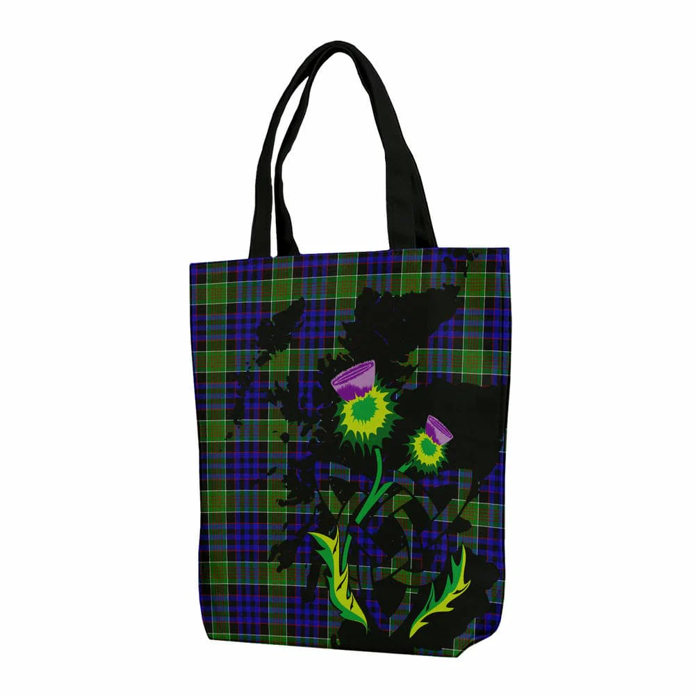 Scottish Newman Tartan Canvas Bag With Shoulder Strap With Thistle