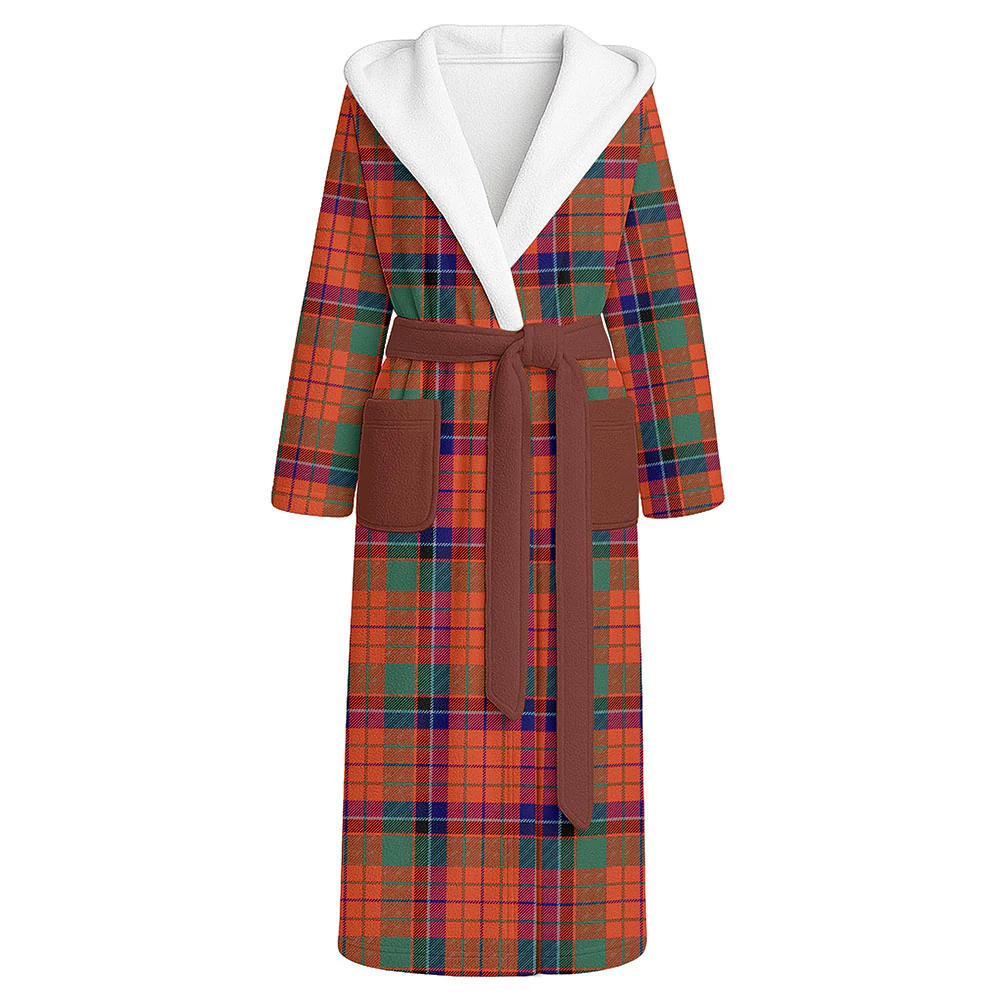 Scottish Nicolson Ancient Clan Badge Tartan Flannel Hooded Bathrobe