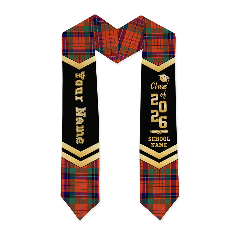 Scottish Nicolson Ancient Clan Badge Tartan Graduation Stole Black Gold Honor - Image 3