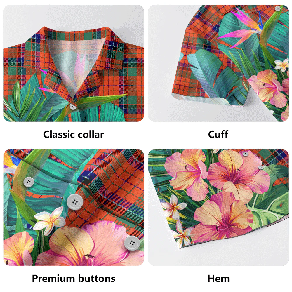 Scottish Nicolson Ancient Clan Badge Tartan Hawaiian Shirt Bouquet Tropical Style - Image 5