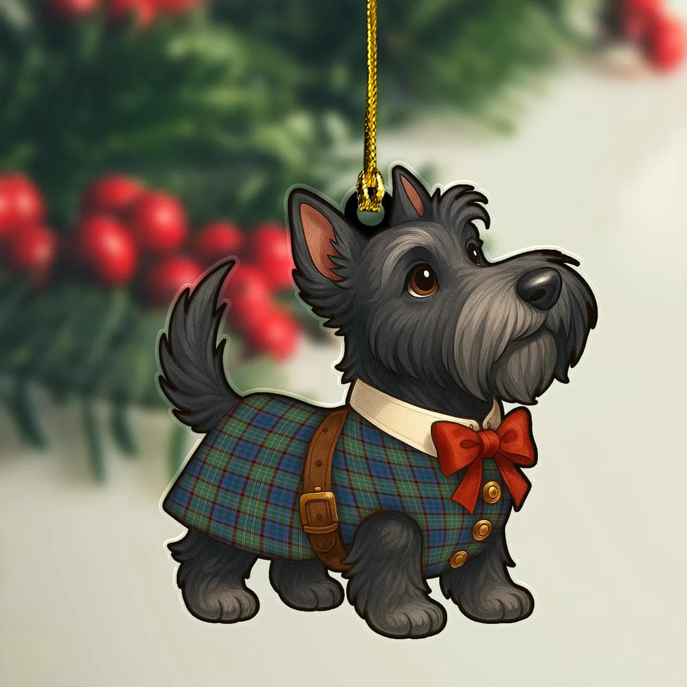 Scottish Nicolson Hunting Ancient Tartan Ornament Scottie Dog