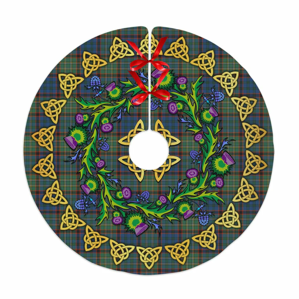 Scottish Nicolson Hunting Ancient Tartan Thistle Celtic Knot Christmas Tree Skirt