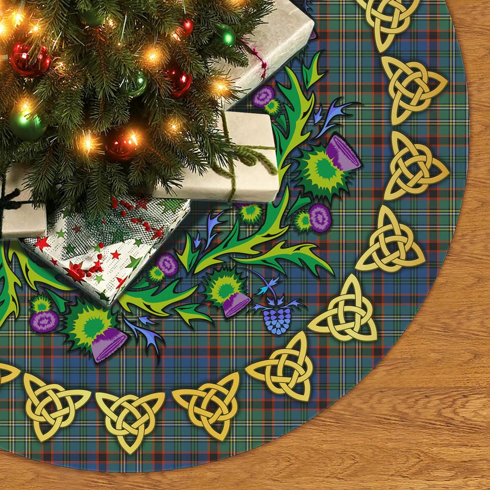 Scottish Nicolson Hunting Ancient Tartan Thistle Celtic Knot Christmas Tree Skirt - Image 2